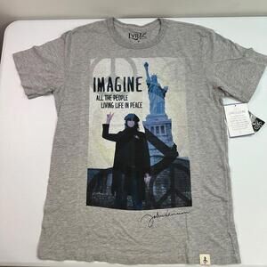 Hard Rock John Lennon Imagine Shirt Mens Medium Gray Lyric Culture Tee